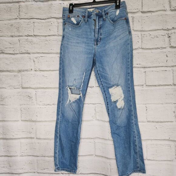 Madewell Distressed High Rise Straight The Perfect Vintage Jeans Blue Size 28